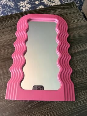 Wavy Pink Wall Mirror Sz. 10in X 16in